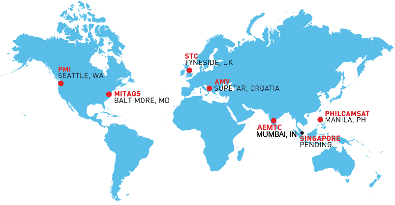 map of NSAP International Training Center locations worldwide